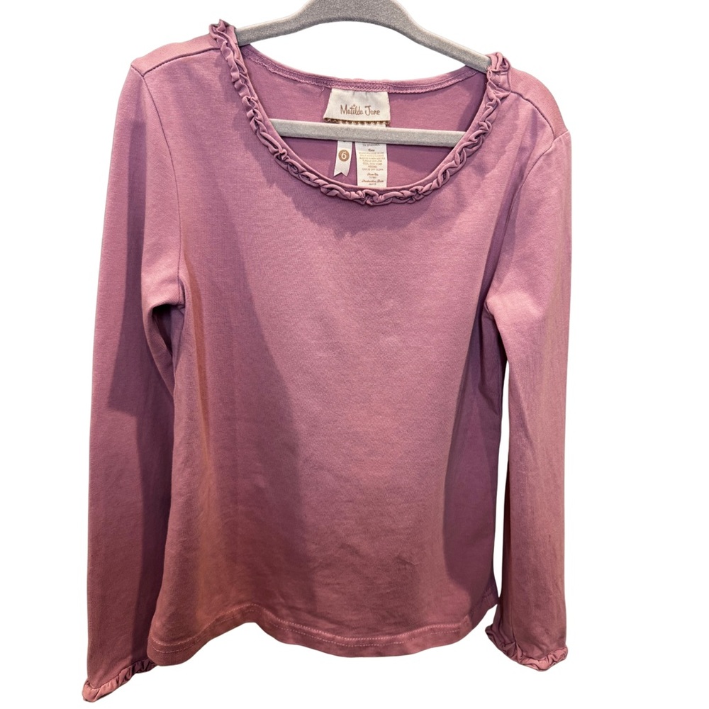 Matilda Jane Lavender Long Sleeve Ruffle Trim Top – Girls Size 6